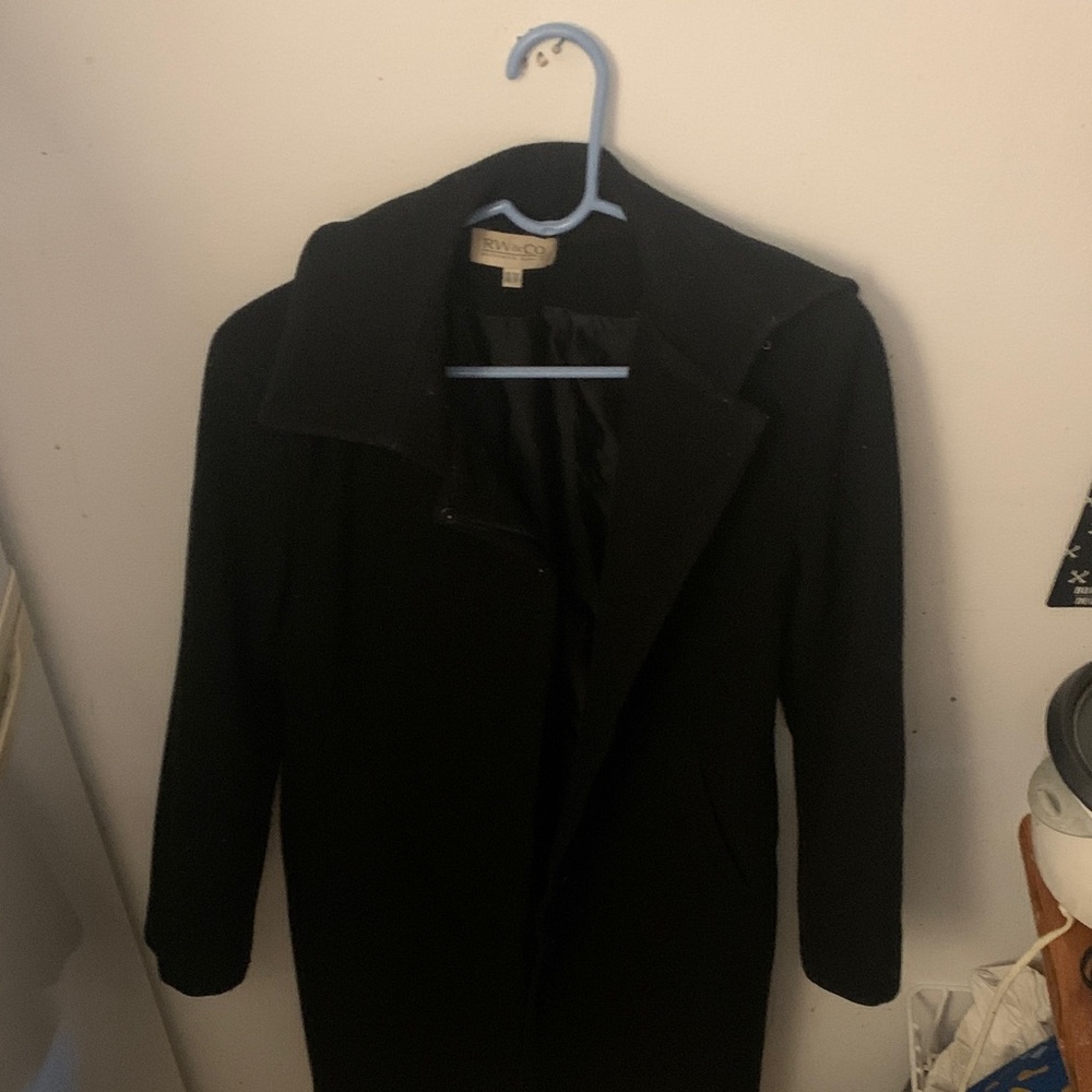 Absolutely Stunning RW&CO. Classic Black Formal Trench Coat 80% Wool SZ Medium😍😍